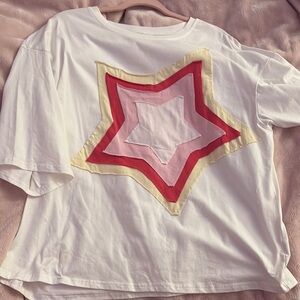 White T-Shirt with Star Design